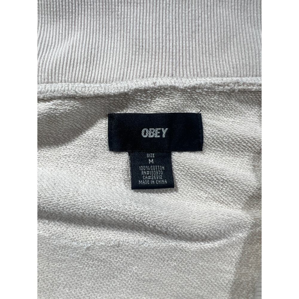 Vintage Y2K Obey Skull Cropped Jacket Women Medium Cream - Picture 5 of 7